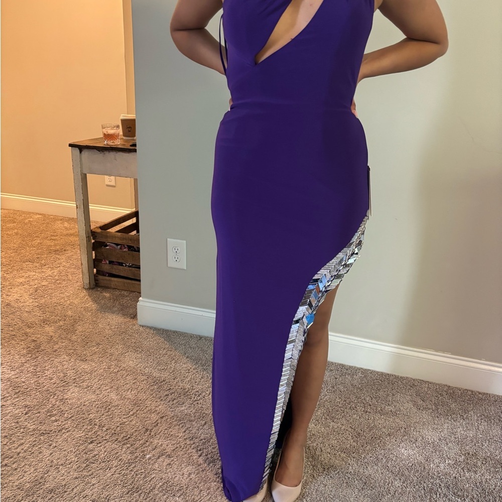 Mac Duggal Purple Asymmetrical One-Shoulder Gown - Picture 13 of 13